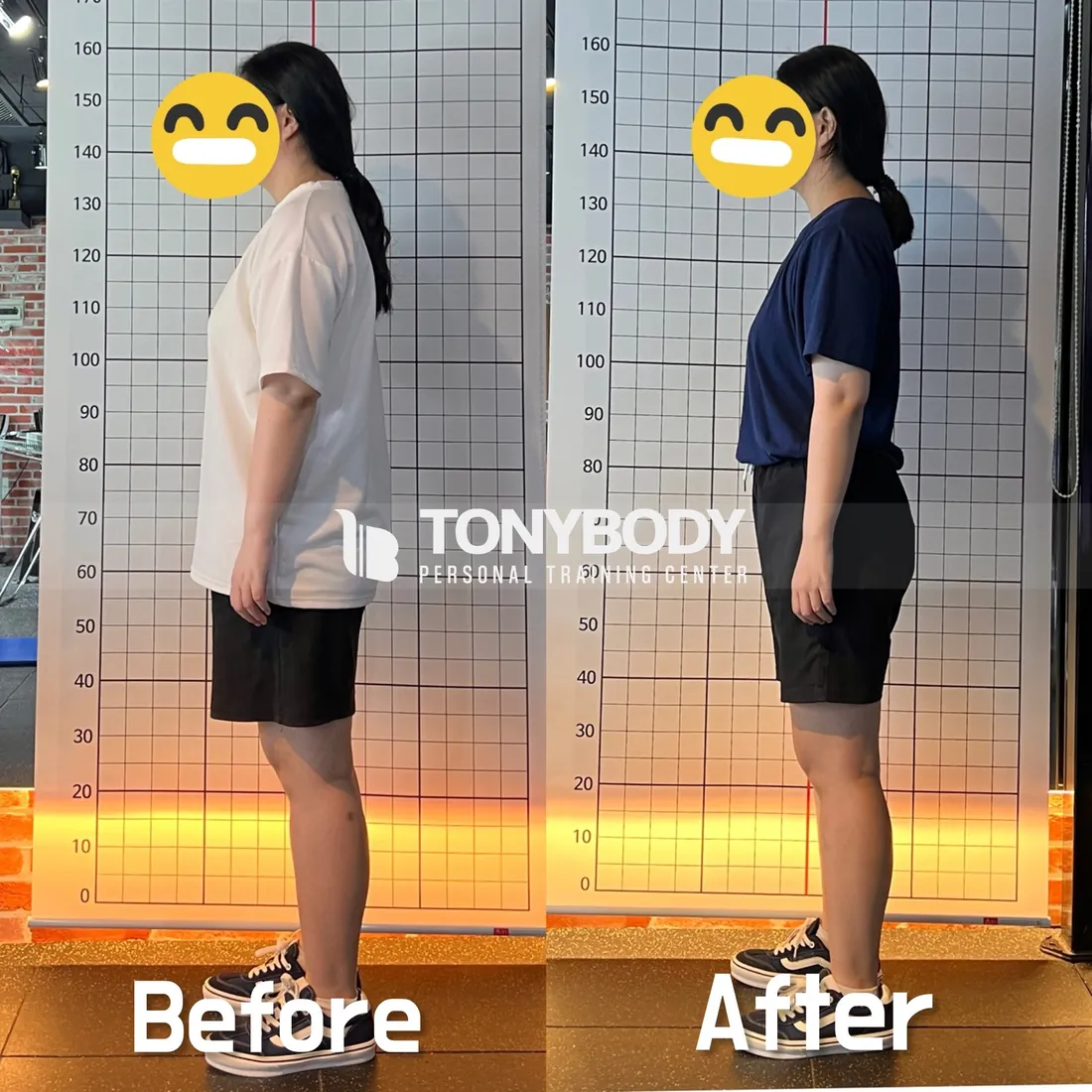 토니바디PT 중곡점 회원 변화 전후 사진 1
