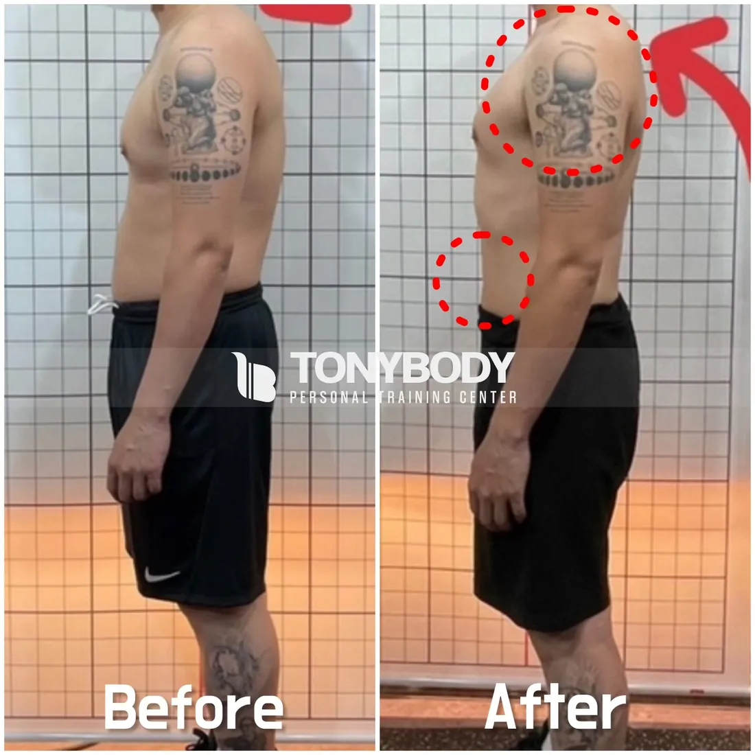 토니바디PT 사가정점 회원 변화 전후 사진 4